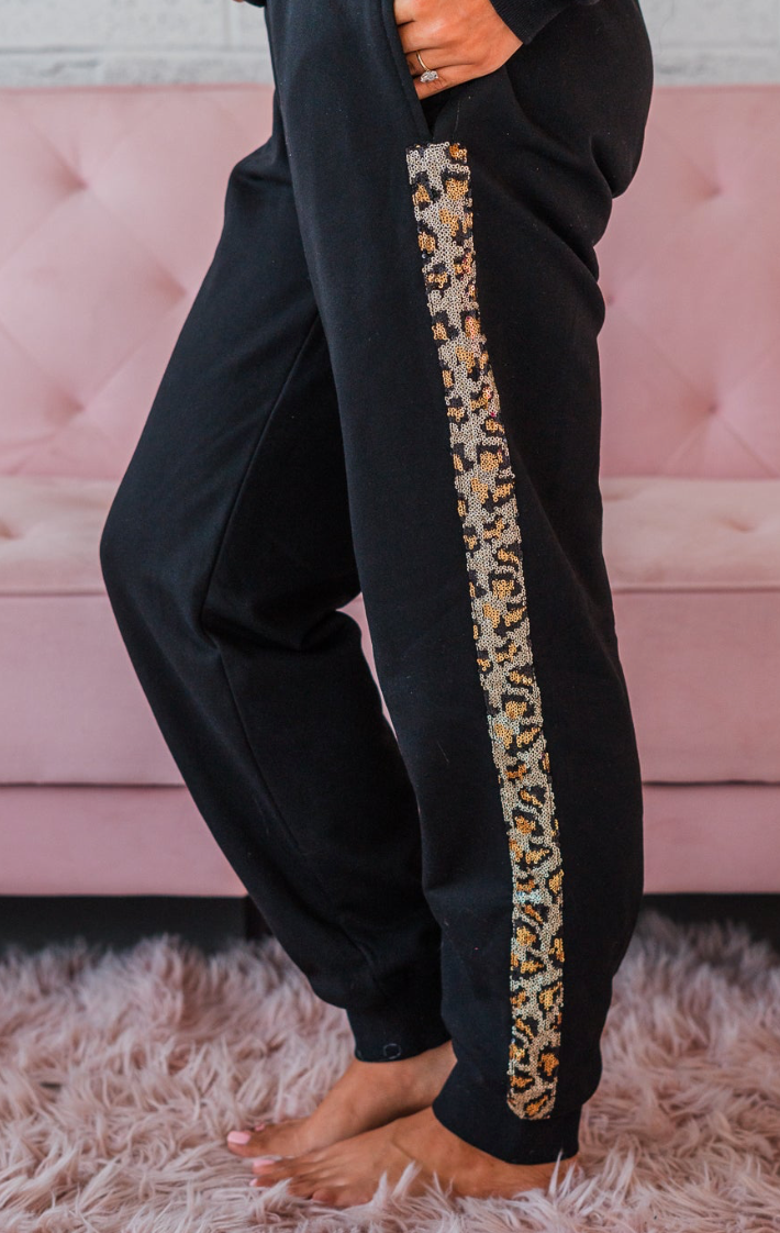 Dazzle Leopard/Sequin Sweatpants