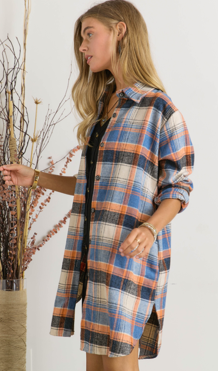 Be Wise Flannel Shirt Dress