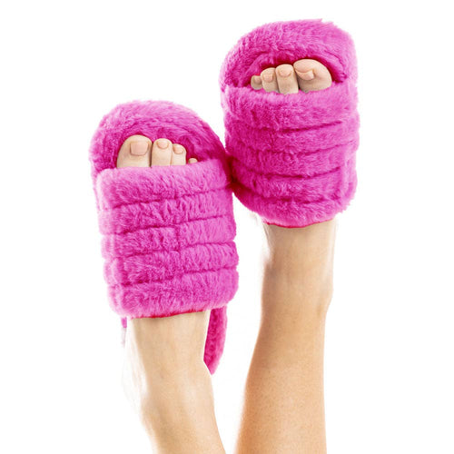 Solid Pink Faux Fur Slippers