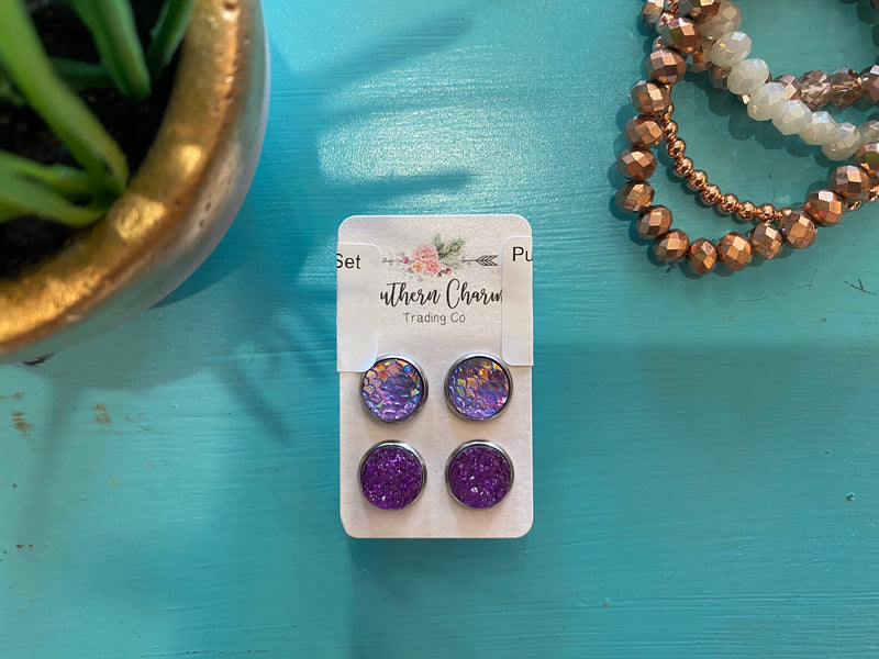 Purple Mermaid Earring Set