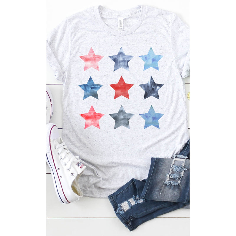 Watercolor Star Grid Graphic Tee